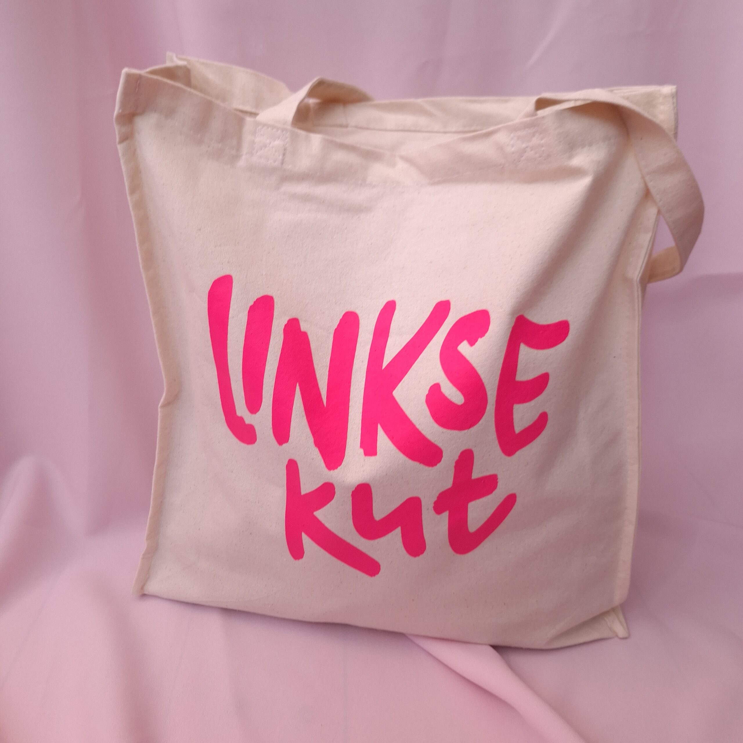 Shopper/ Linkse Kut/ neon pink/ biologisch katoen/ zeefdruk - Afbeelding 2