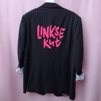 Linkse Kut/ neon pink/ blazer/ Maat L/ secondhand/ zeefdruk