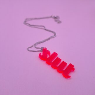 Necklace - SLUT neon red/pink
