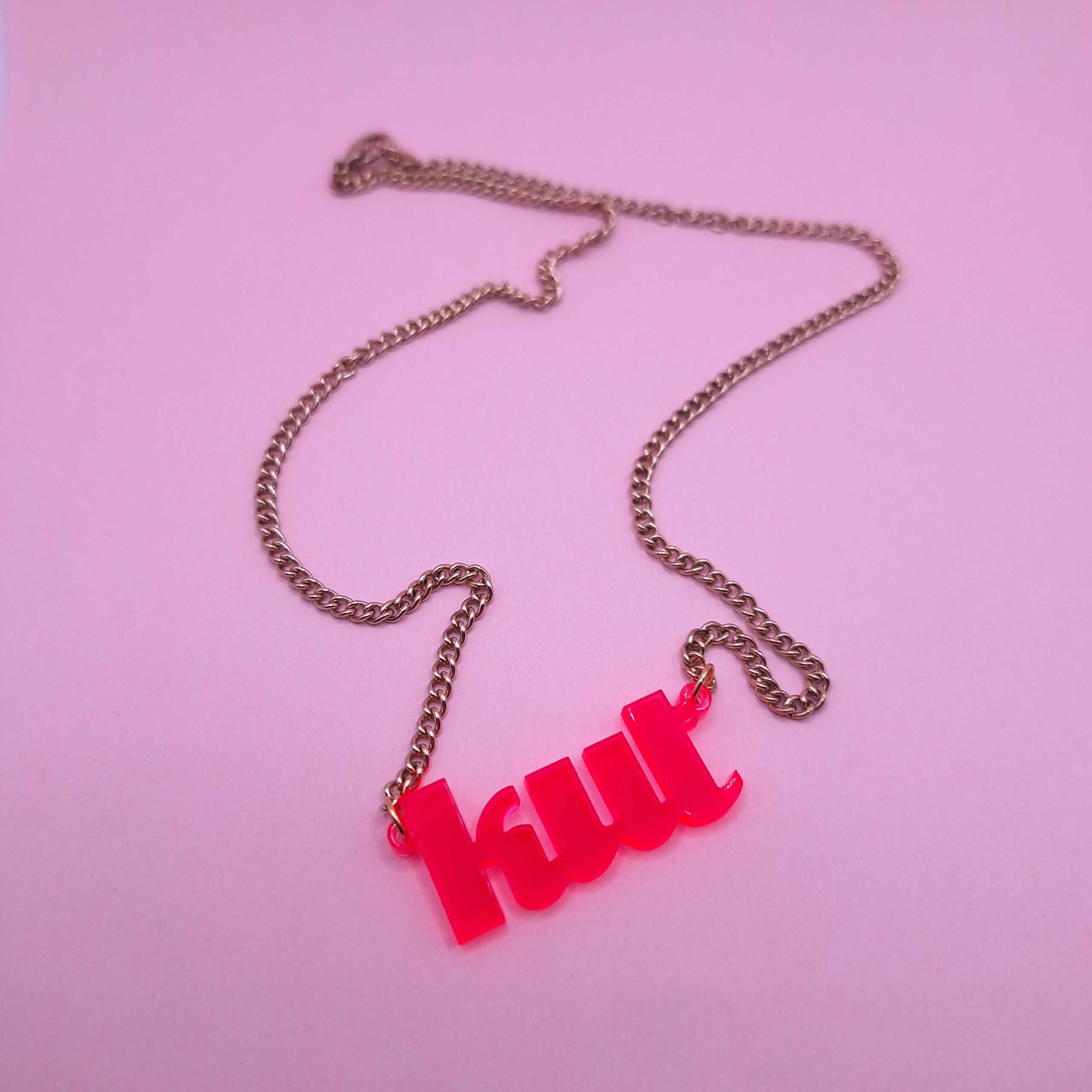 Necklace - KUT neon red/pink